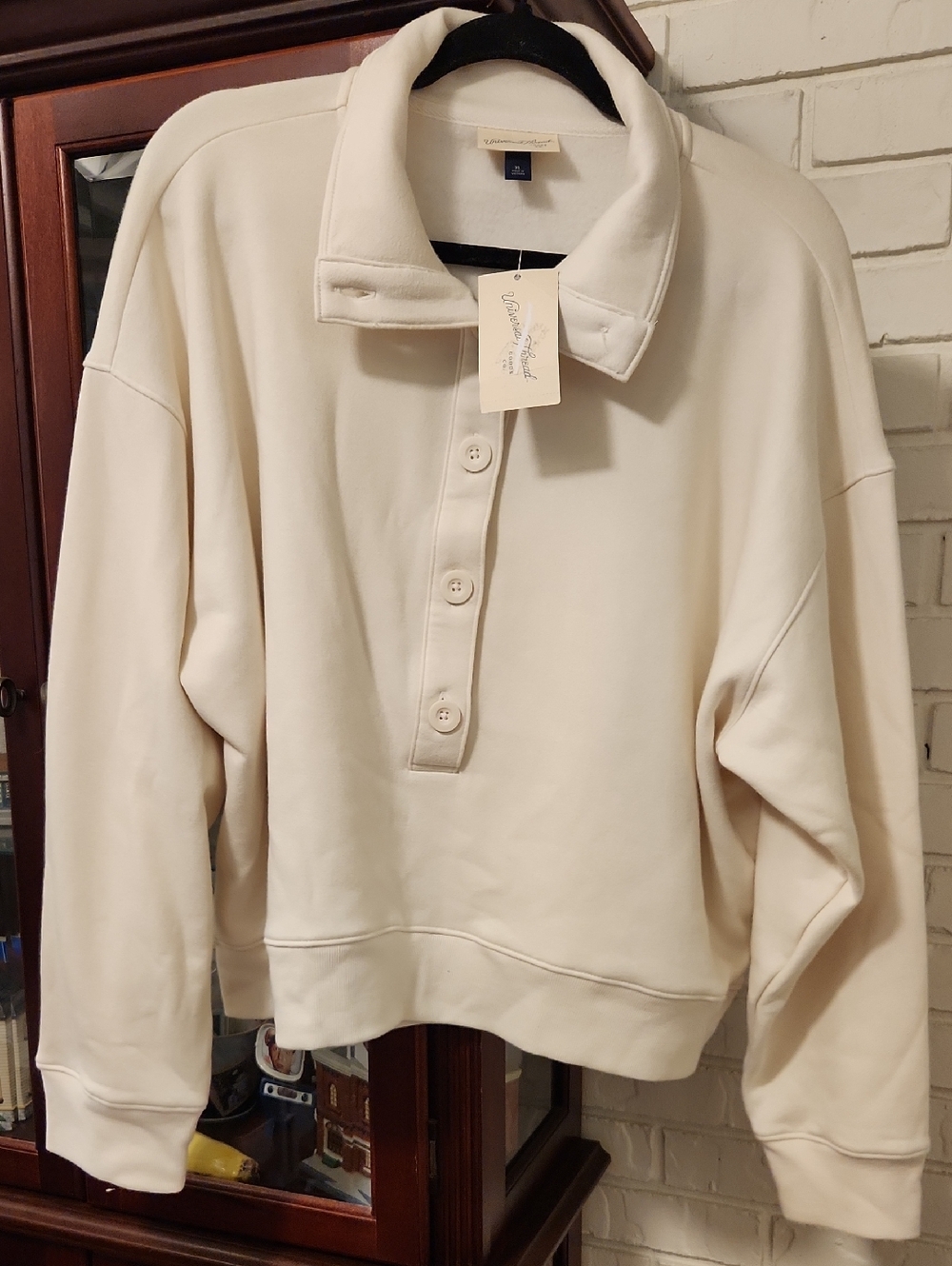Universal Thread Cream Pullover Button-Front Women's Sweater